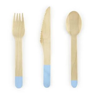 Besteck Holz blau