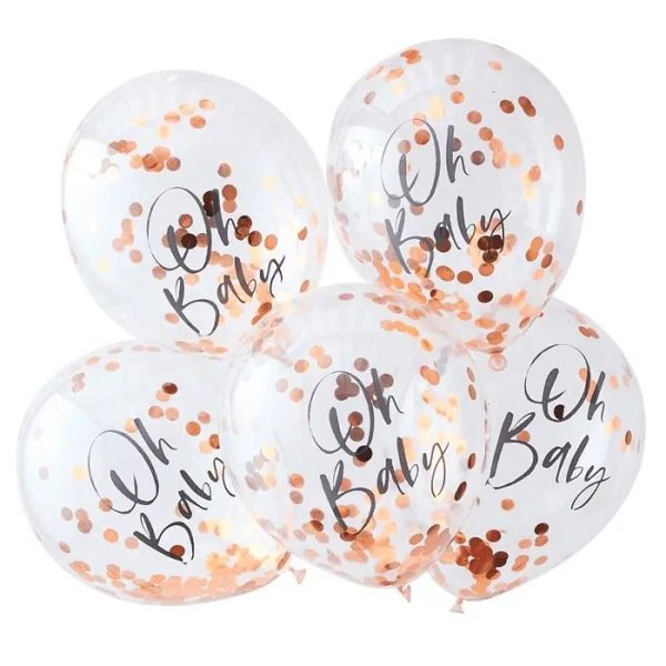 Rose gouden confetti ballon zoom