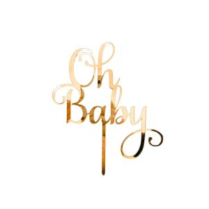 Taart topper oh baby goud
