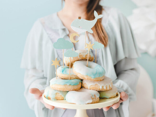 Gender reveal prikkers blauw donuts