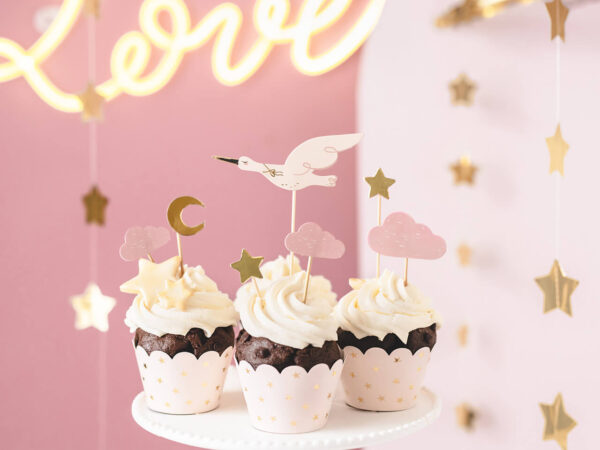 Gender Reveal prikkers roze cupcakes
