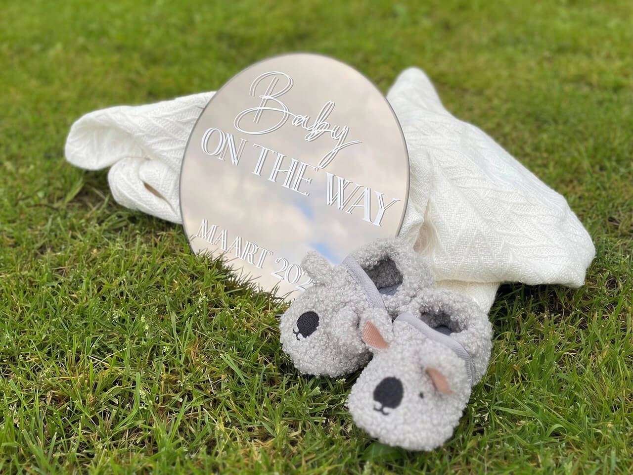 Geboorteaankondiging spiegel Baby on the way