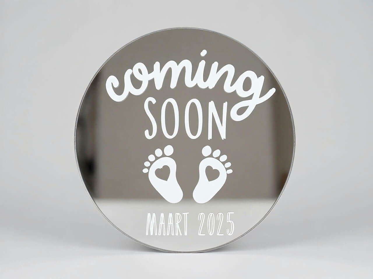 Geboorteaankondiging spiegel Coming Soon studio