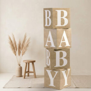 Gender Reveal BABY letters blokken jute