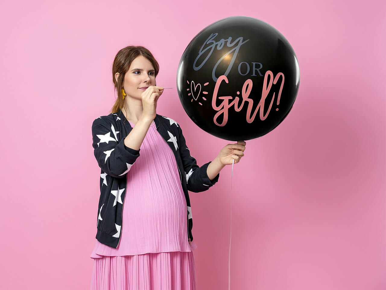 Gender Reveal ballon pakket boy or girl prikken met naald