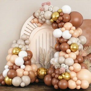 Gender Reveal ballonnenboog bruin, nude, wit