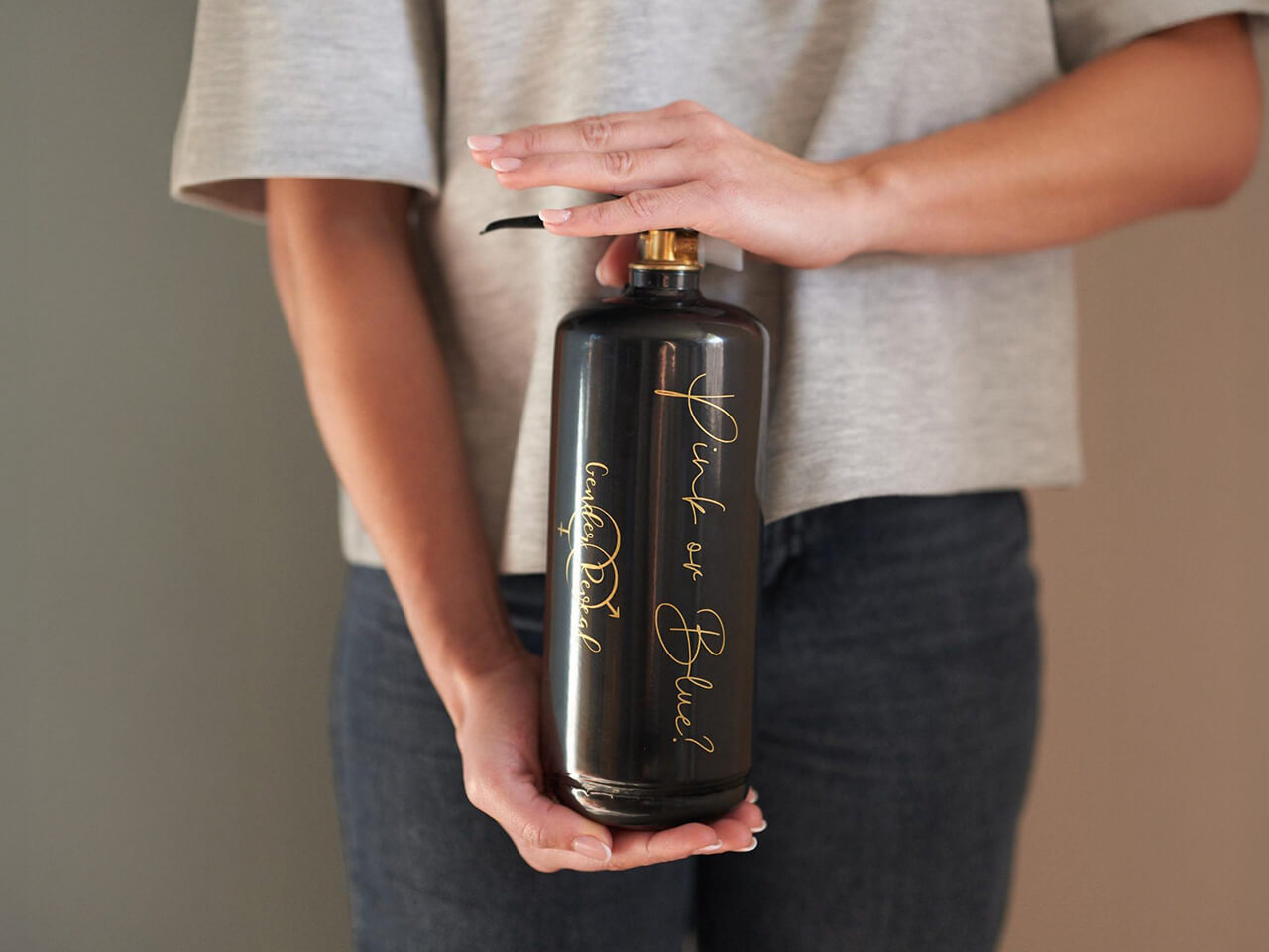 Gender Reveal brandblusser met bedrukking