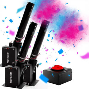 Gender Reveal dubbele poeder en confetti shooter met lanceerknop