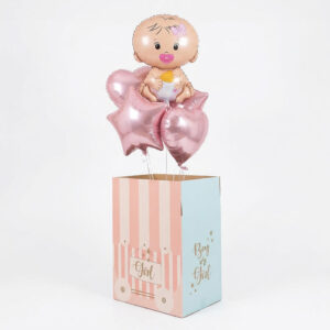 Gender reveal folie ballon doos roze girl meisje