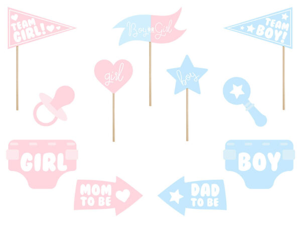 Gender Reveal photo booth props items