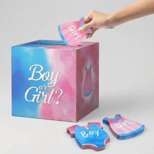 Gender Reveal stemdoos met stemkaartjes boy girl