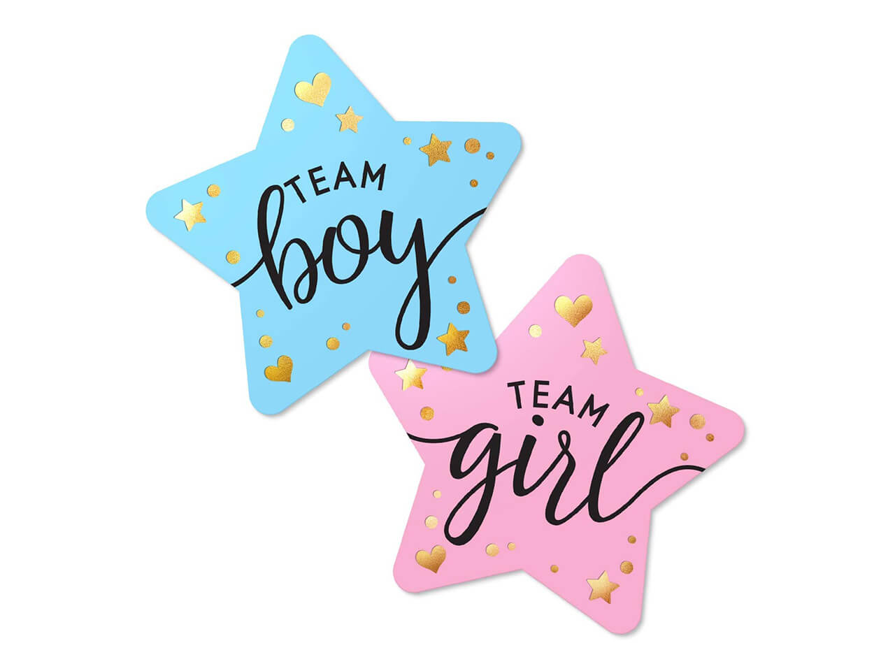 Gender Reveal stickers team boy blauw team girl