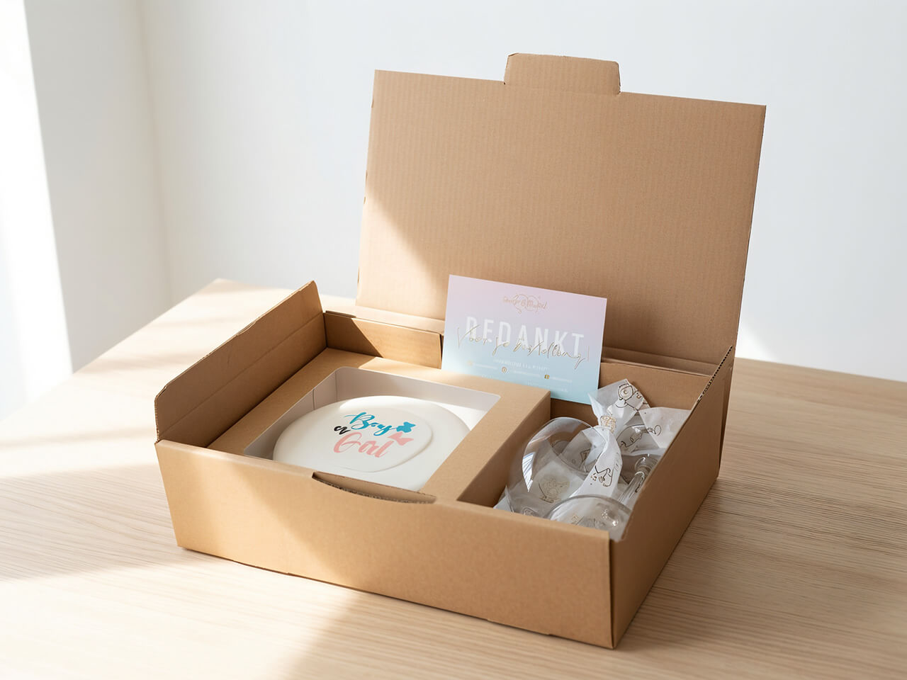 Gender reveal taart in doos