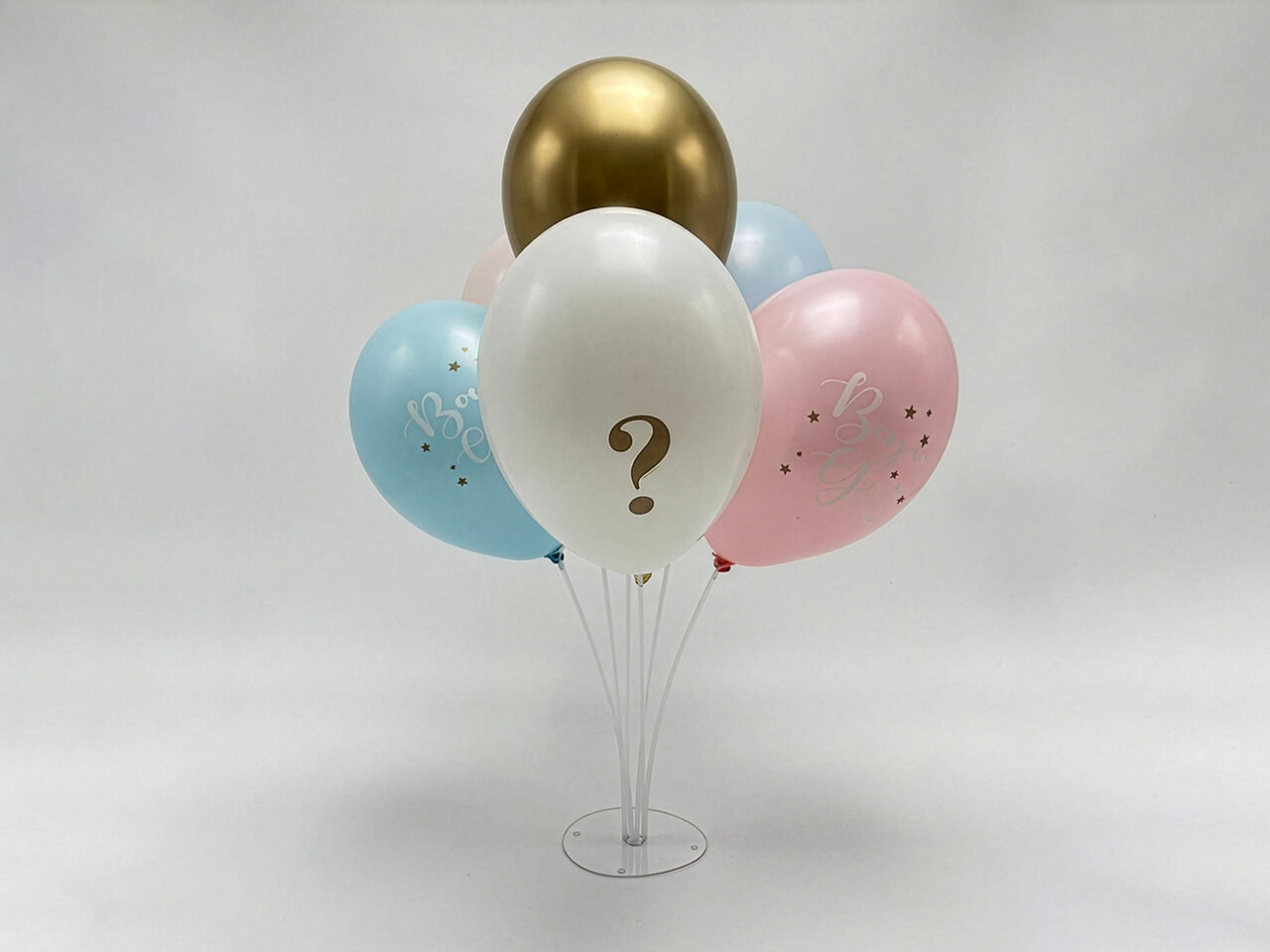 Gender Reveal tafel ballonstandaard transparant met ballonnen