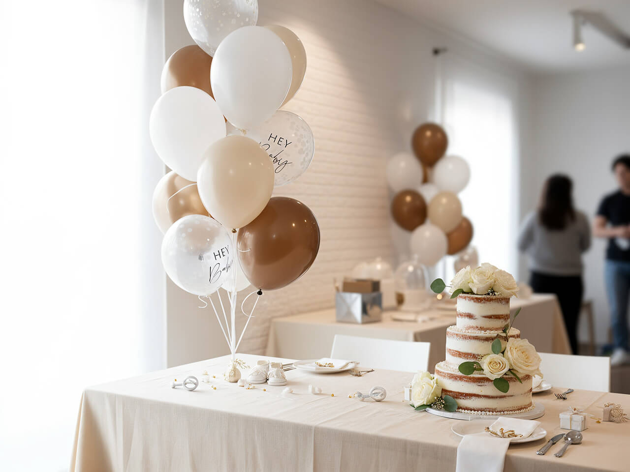 Hey Baby ballonnen bruin nude taart