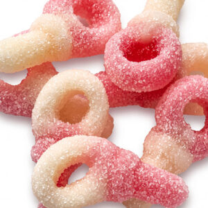 Mini snoepspeentjes roze-wit gesuikerd