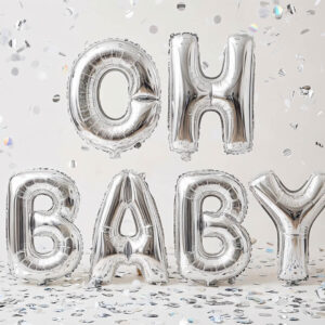 Oh Baby folie ballon zilver