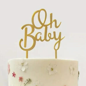 Taart topper oh baby goud