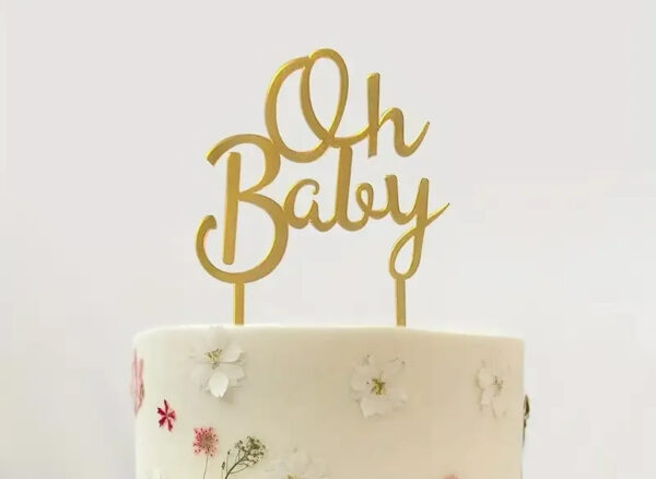 Taart topper oh baby goud